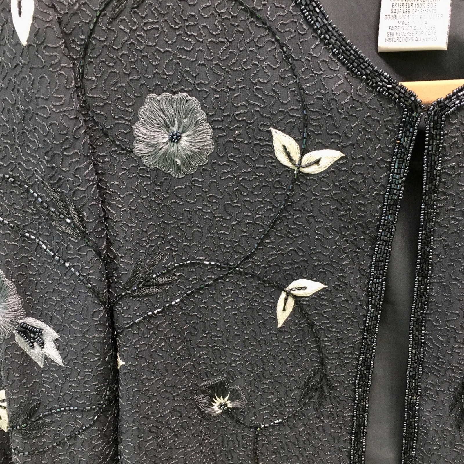 Adrianna Papell Evening Womens 12 Grey Beaded Sequin 100%Silk Long Sleeve Jacket