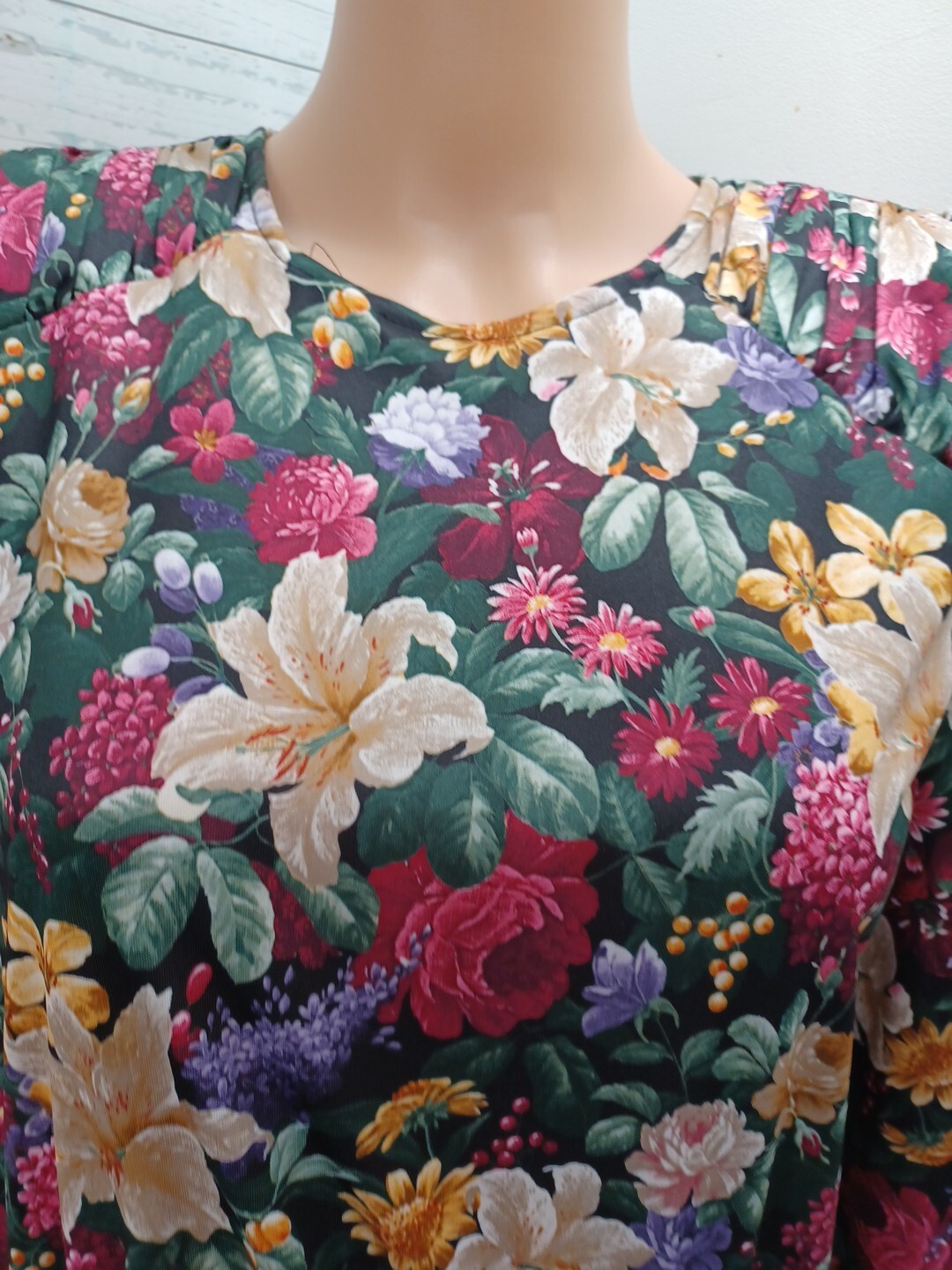 Vintage 80s Dress Floral Prior Tabby California Short Puffy Sleeves Secretary S