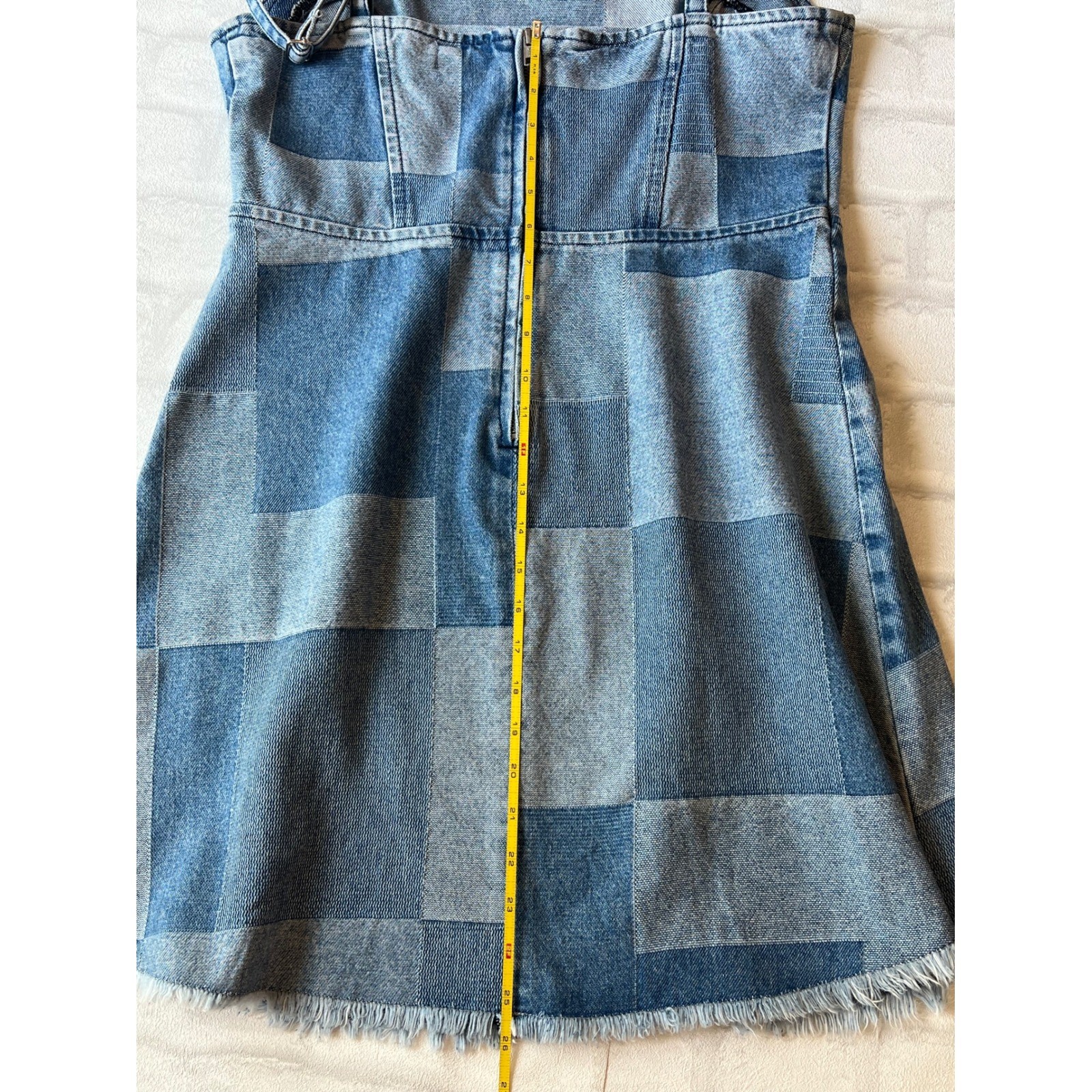 Patchwork Denim Mini Dress / western y2k indie sleaze 100%cotton