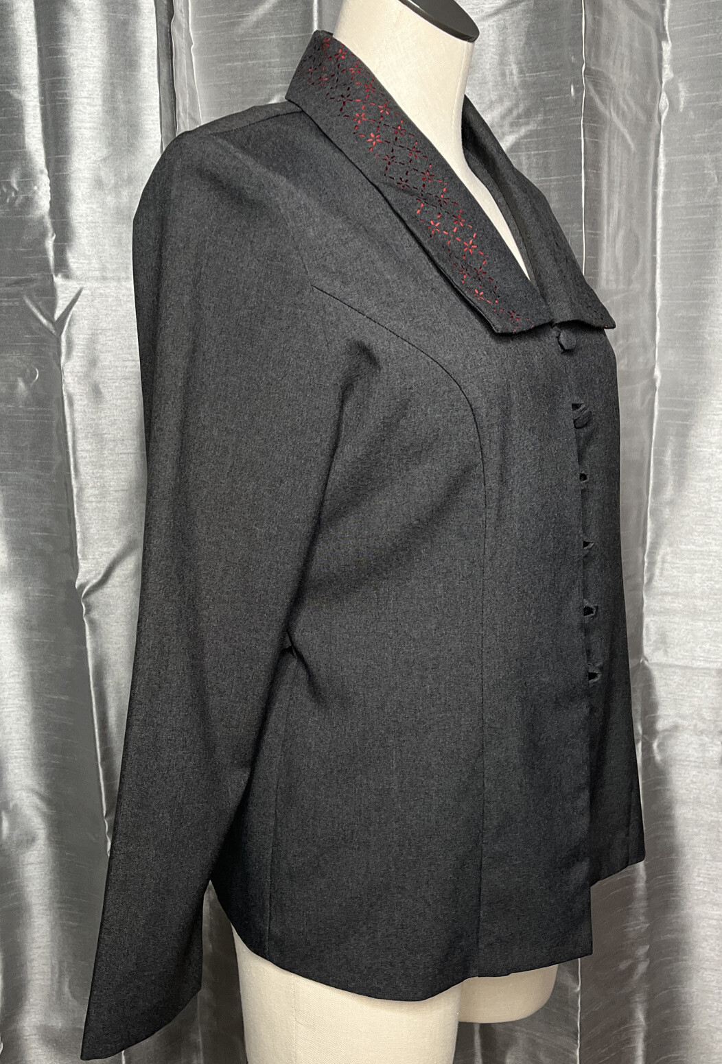 VINTAGE CHAD STEVENS Gray Blazer Suit Jacket Women Size 10P Career USA