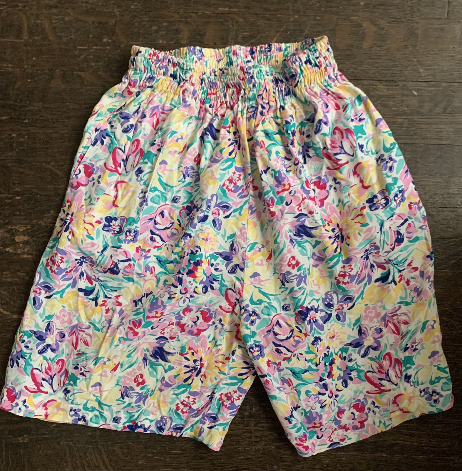 Vintage Brass Plum Nordstrom Floral 2piece Short Set Petite 8 Rayon