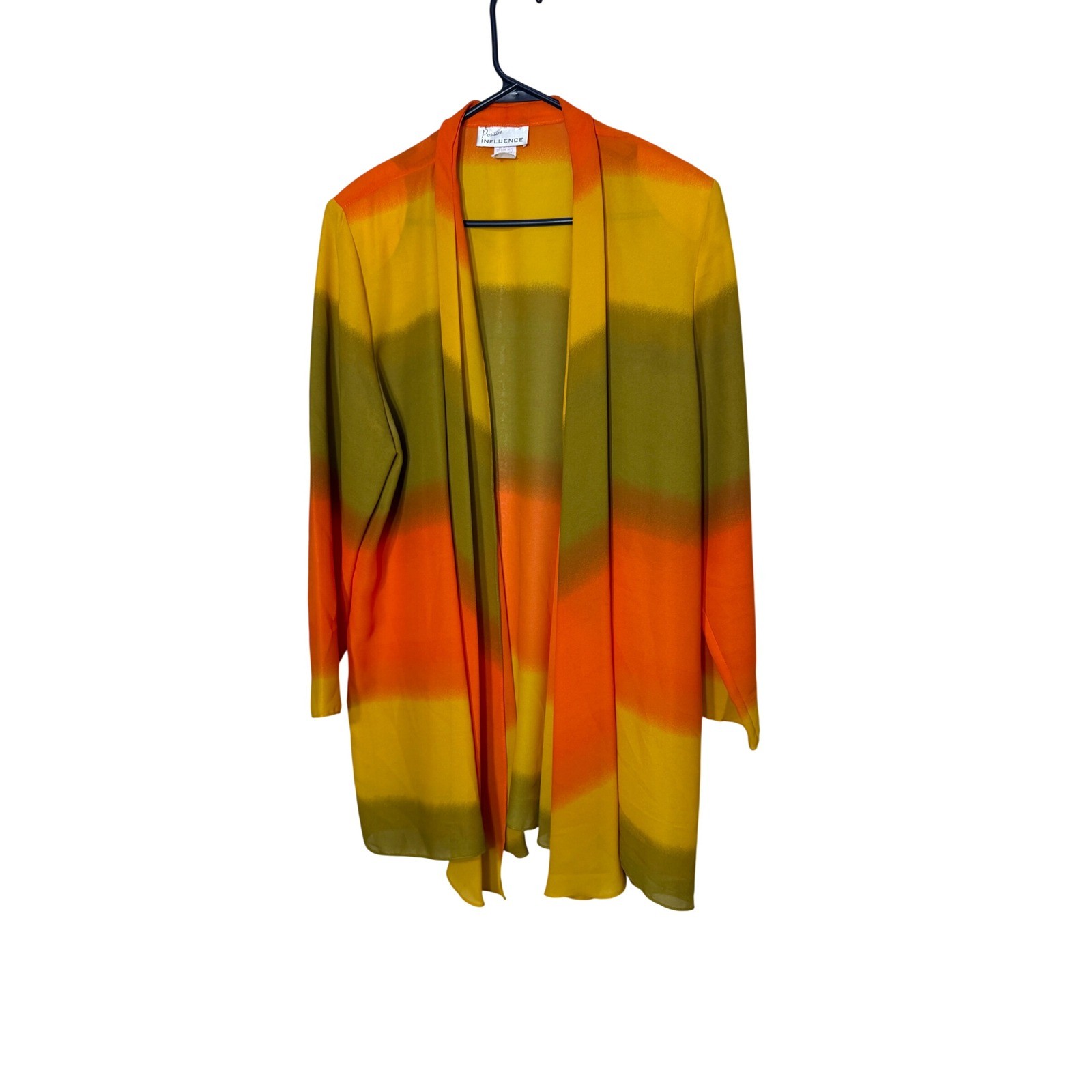 Positive Influence Vintage Ombre Stripe Dress and Cardigan Set Orange Yellow 18