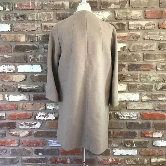 VINTAGE Women’s 50’s 60’s Textured Beige Tan Collarless Minimalist Design Coat
