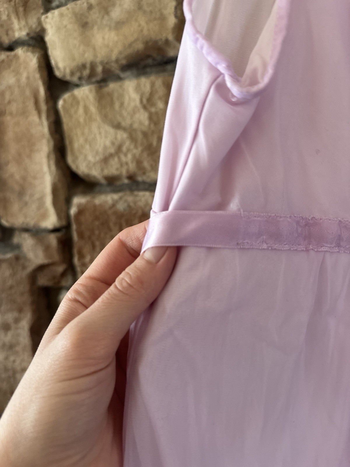 True VTG 70s Lavender Purple Maxi Slip Dress Nightgown Ruffle Fairy Ethereal M/L