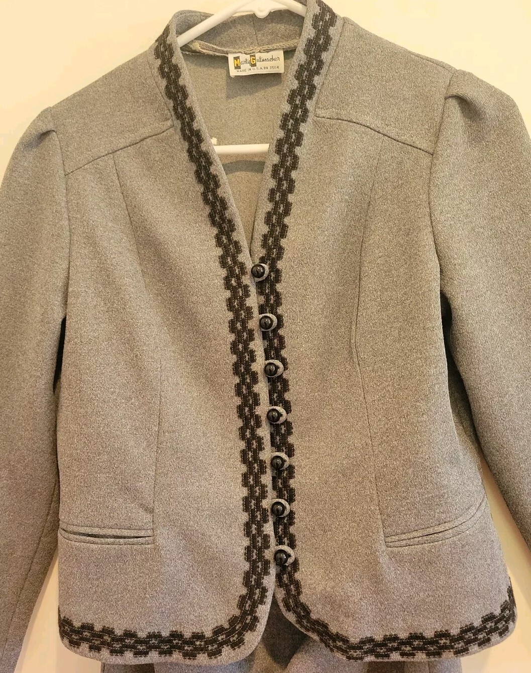 VTG 1970s Secretary Retro Jacket Skirt Dress Suit Set Gutmacher Academic S/M