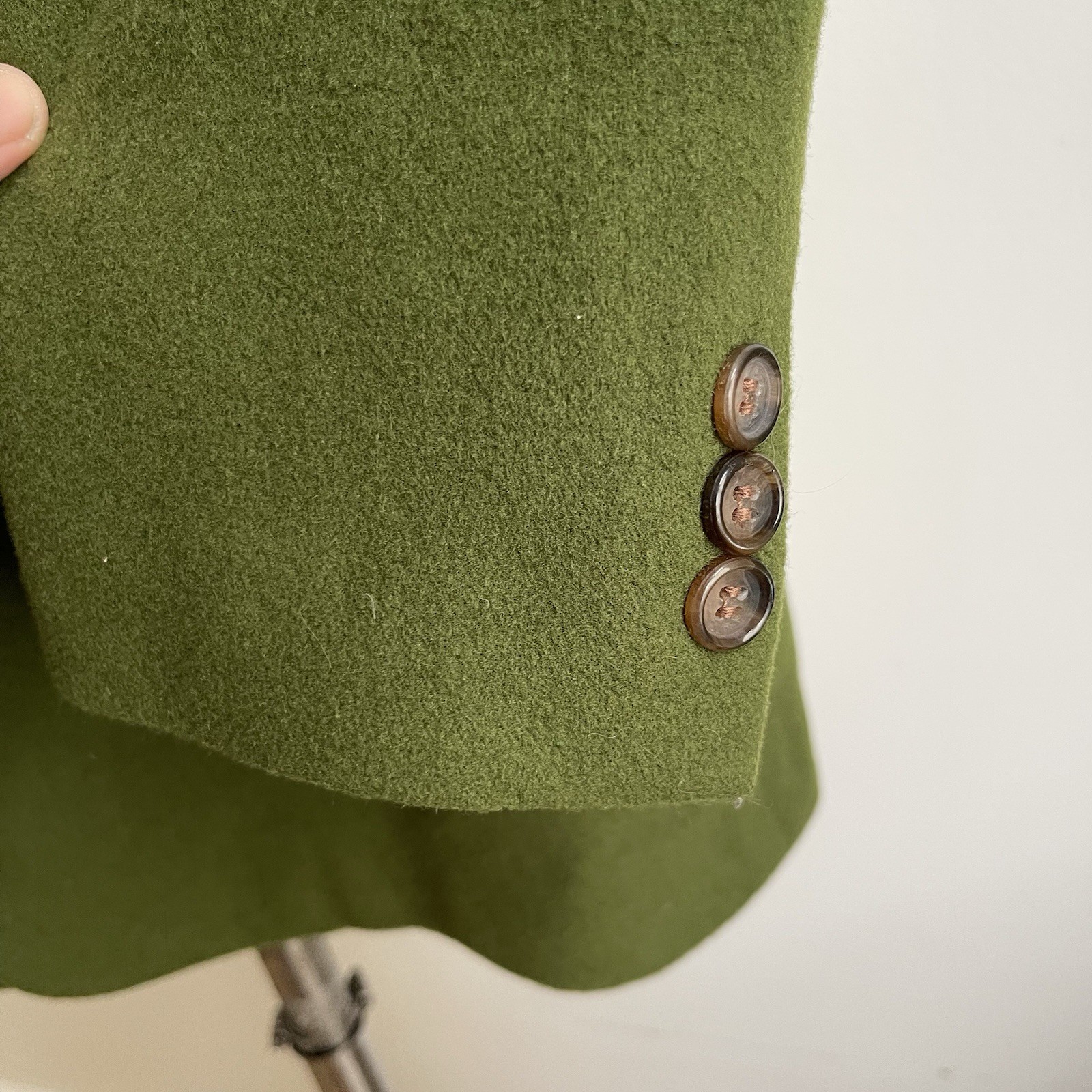 Vintage 1990s DKNY Wool Cashmere Blazer Green Two Button Hong Kong Size 10