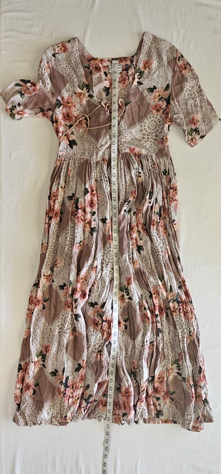 Cottagecore Vintage Starina Midi Maxi Fan Pleat Dress Double Corset Semi Sheer M