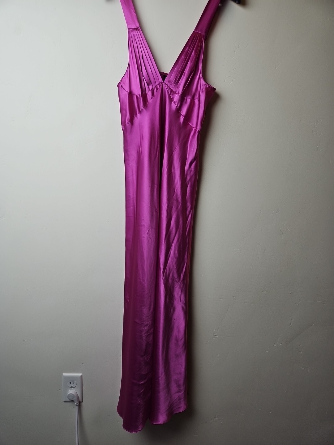 MAXI SATIN SLIP DRESS Womens L Glam Sexy Nightgown FREDRICKS OF HOLLYWOOD