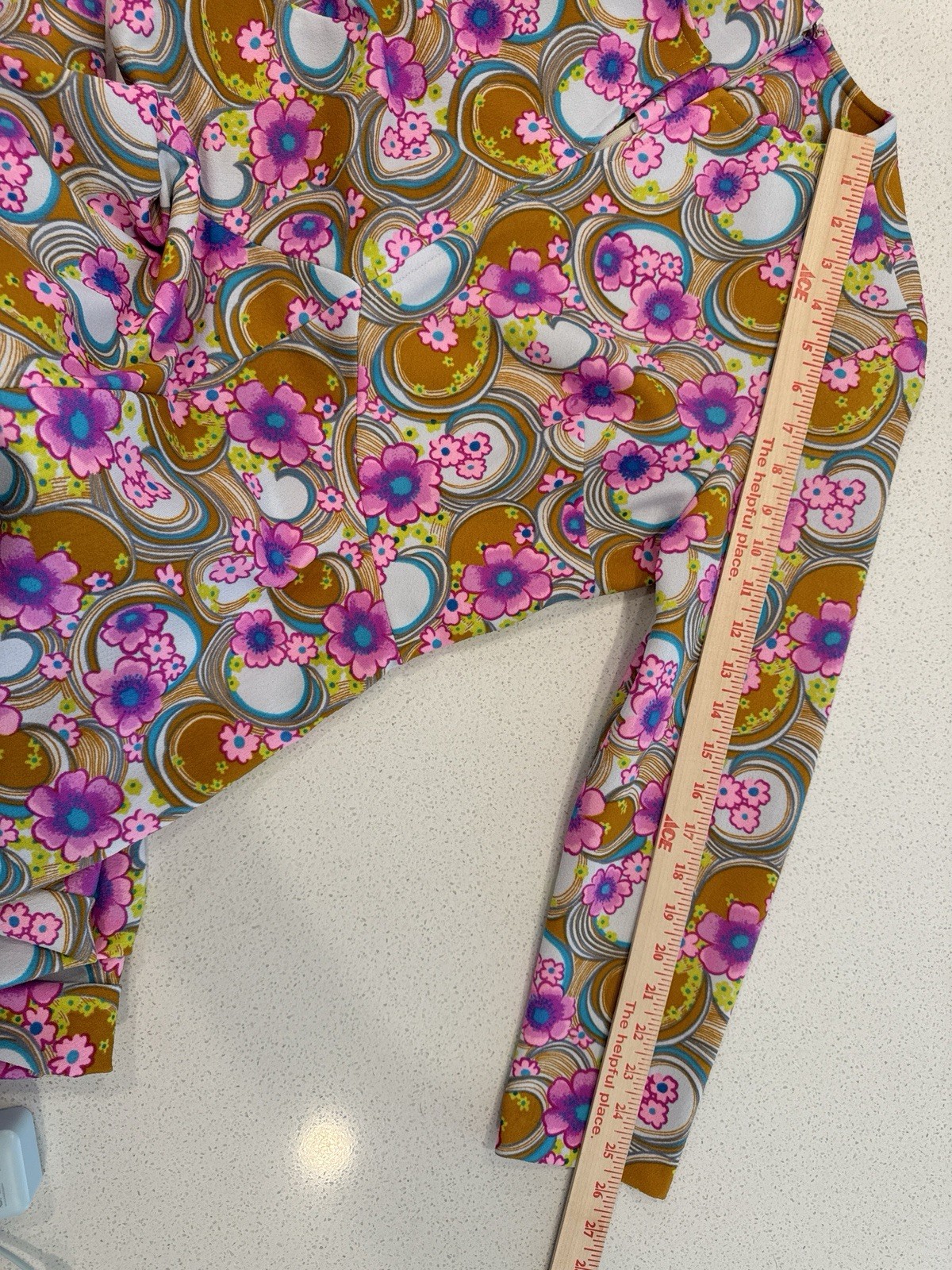 Vintage 60s 70s Psychedelic Hippie Colorful MOD Floral Maxi Dress Sz Large