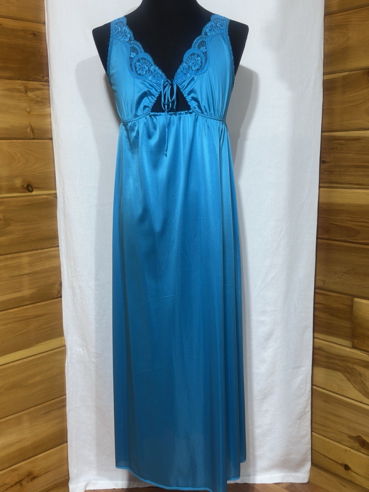 Vintage Miss Elaine Teal Peignoir Set Robe Nightgown Union Made Cottagecore S
