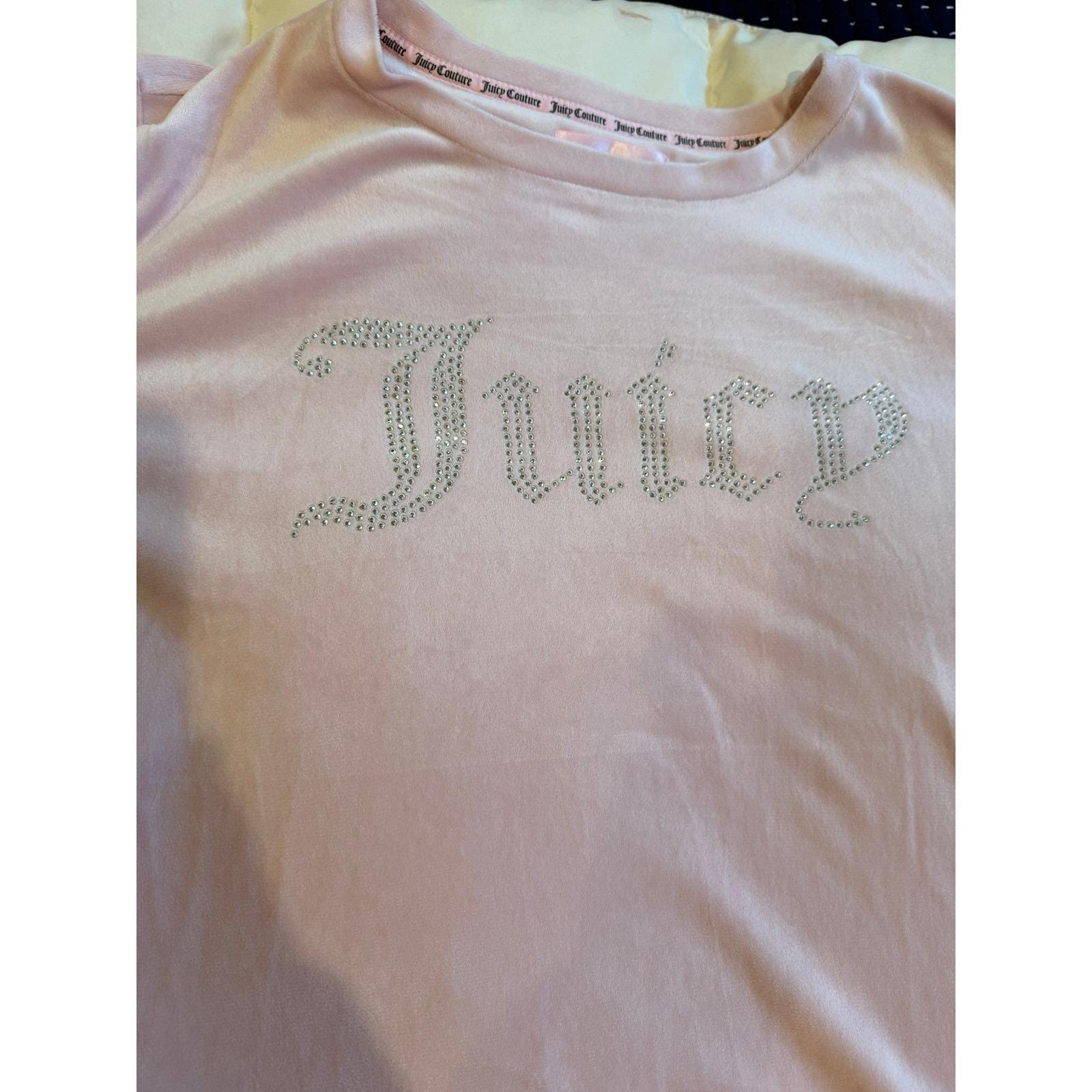 Vintage Y2K Juicy Couture Pink Velour Rhinestone Set Large Pink girl Comfy