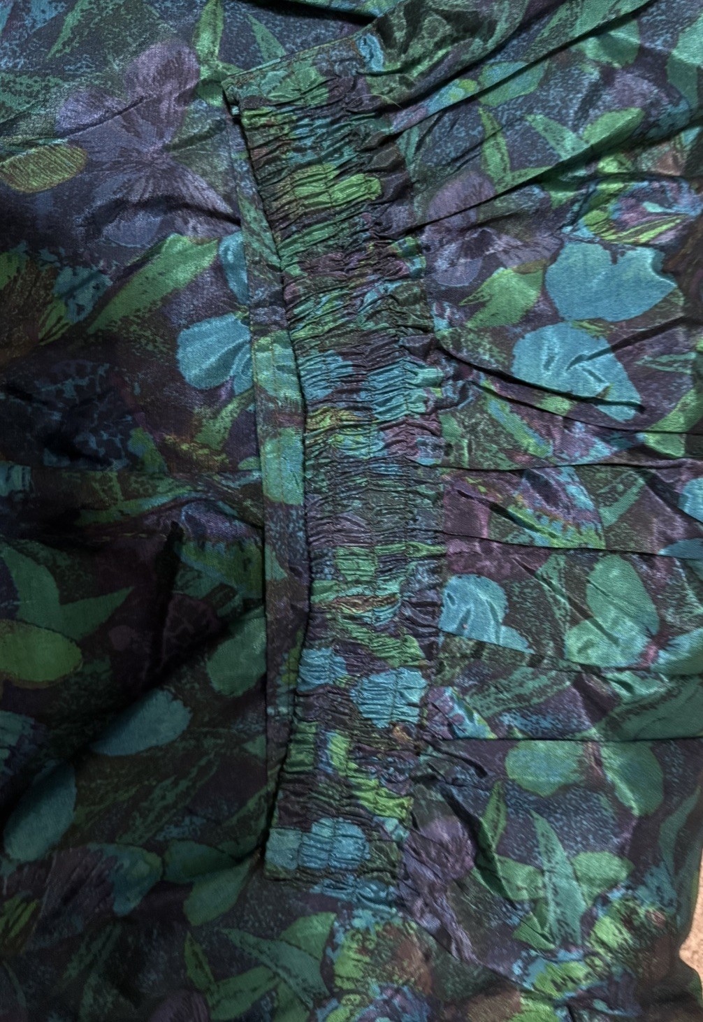Chindamanee Thai Silk Butterfly Print Midi Skirt Green Blue Vintage Size S