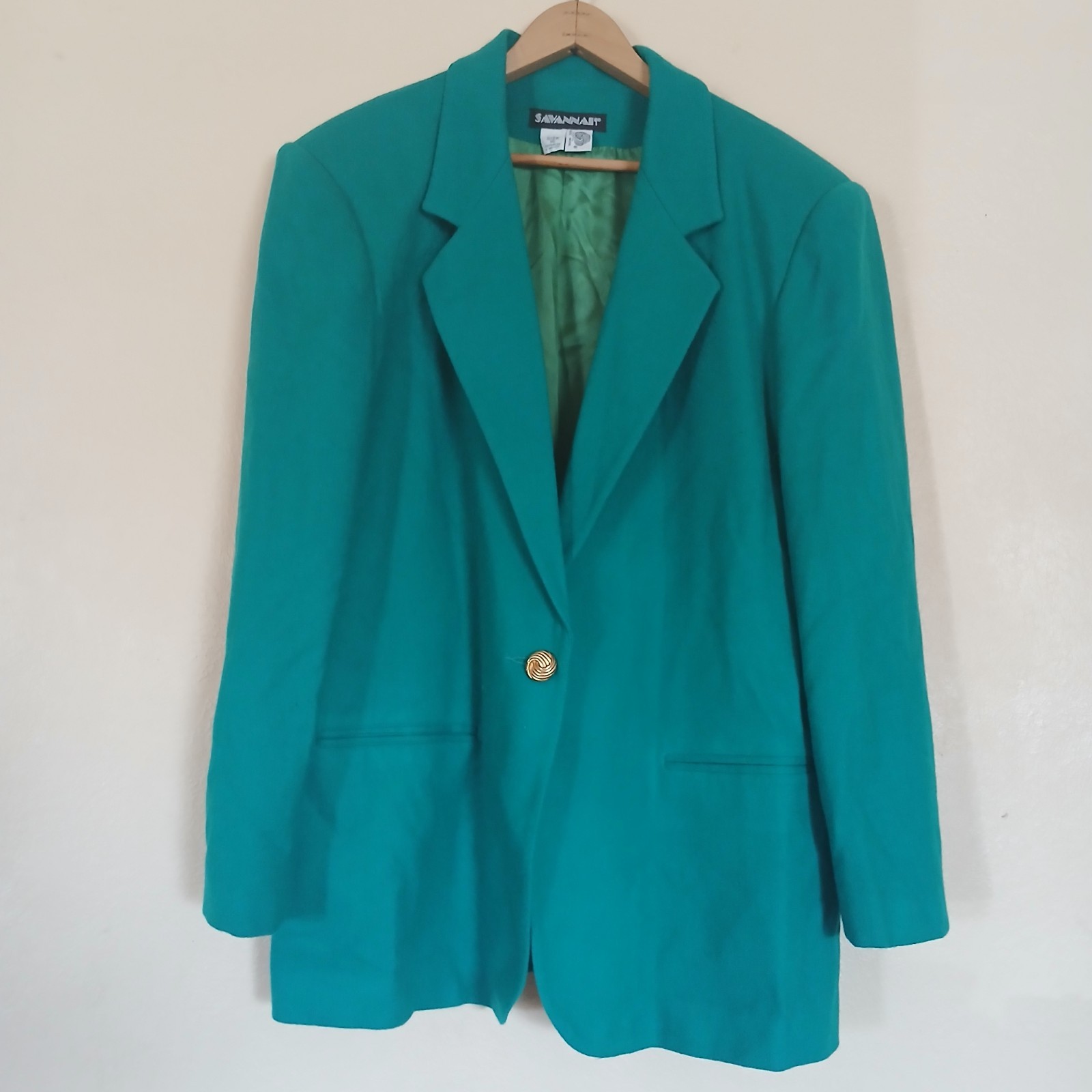 Vintage Savannah Blue-Green Wool Blazer Women’s Size 16
