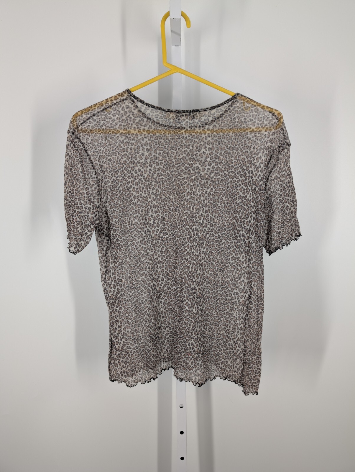 Vintage 80s Leopard Animal Transparent Sheer Mesh Bodycon Punk T Shirt Knit Art