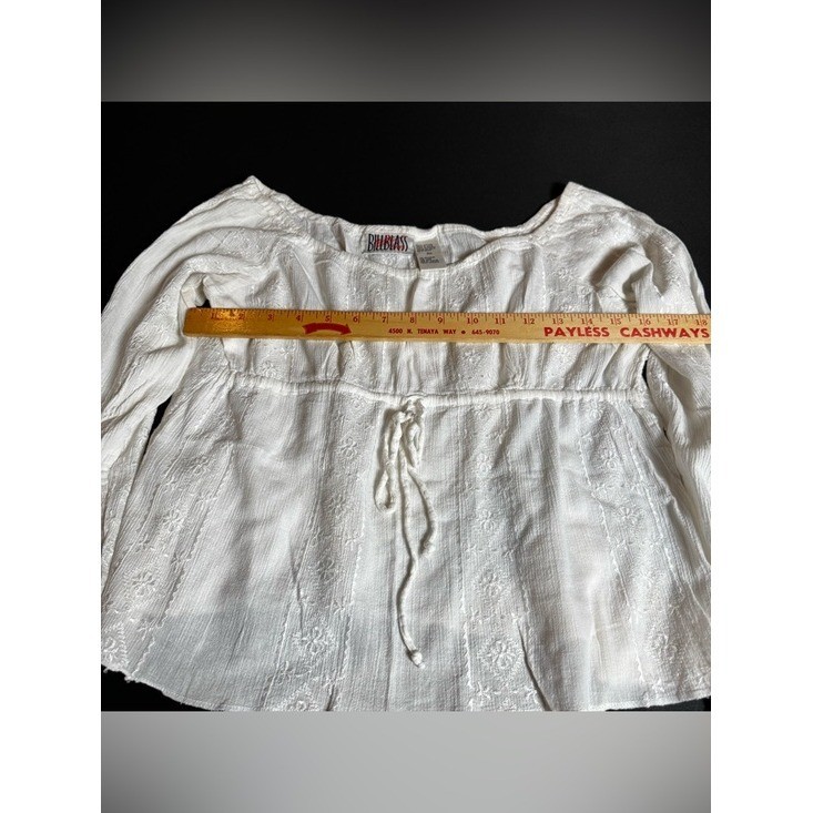 Bill Blass Jeans White Boho Peasant Crop Top PM Cottagecore Y2K