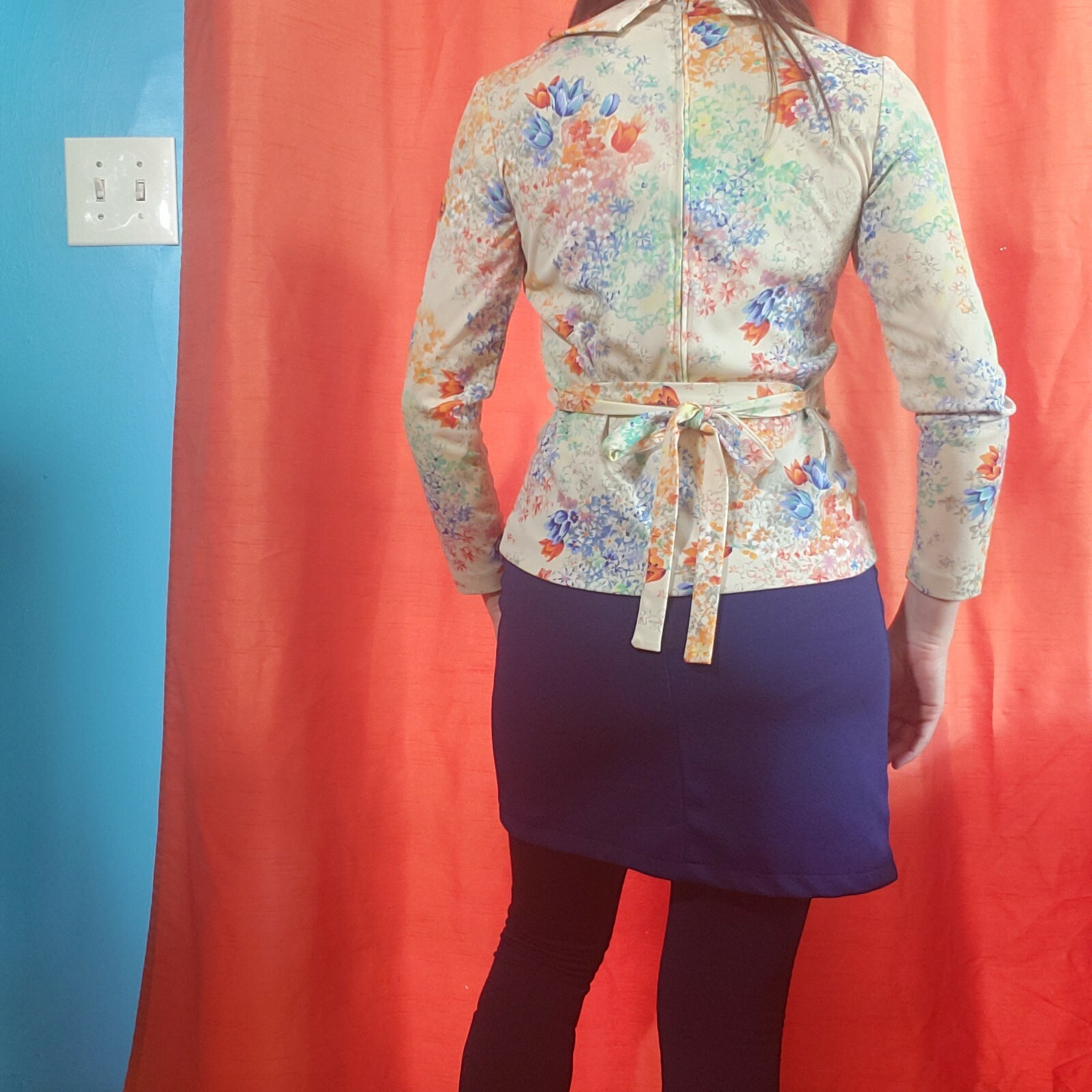 1970’s 1980’s women’s Mod. floral collared vintage top Size S (4) Newton Centre 