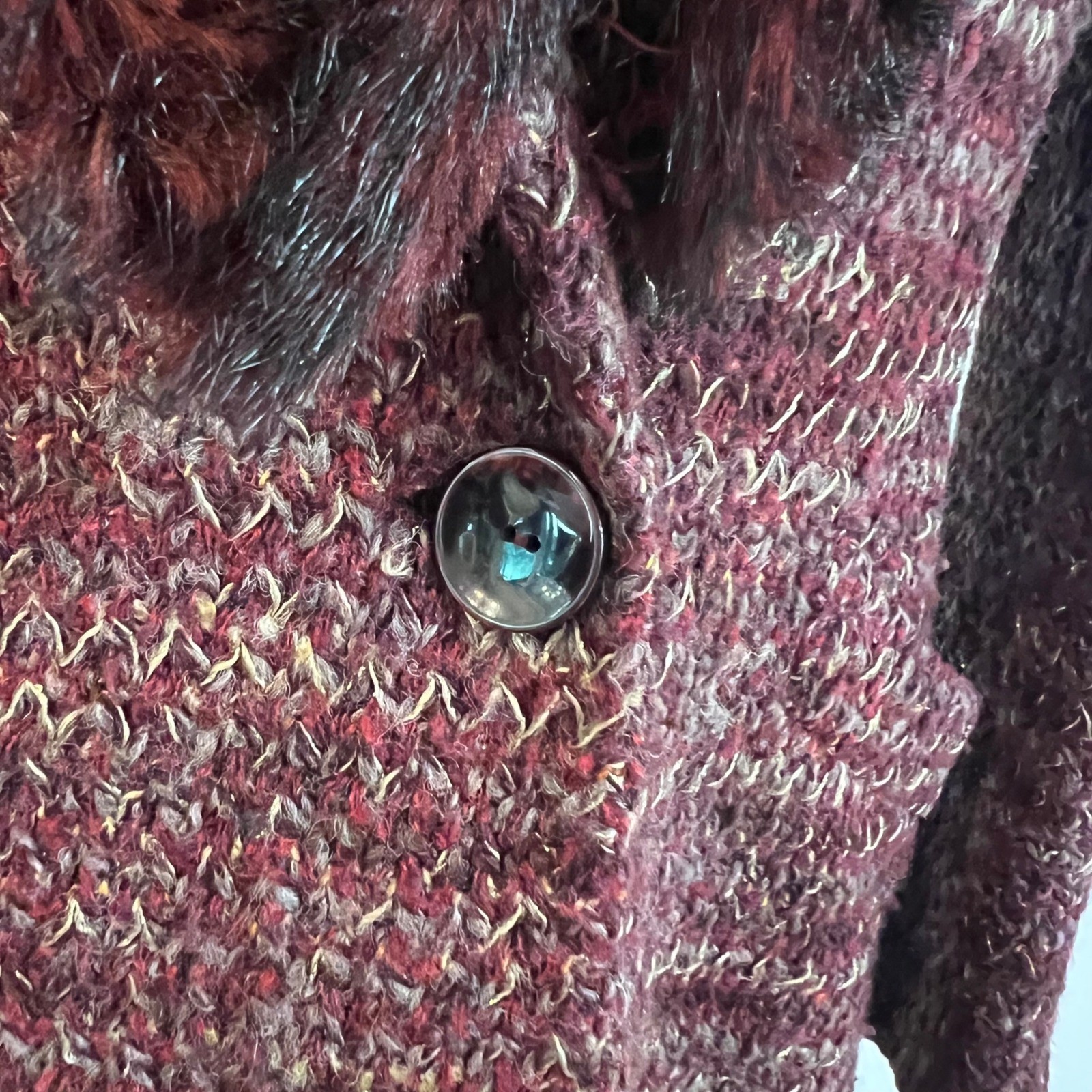 Rare 90s Sui by Anna Sui Italy Faux Fur Collar Long Tweed Coat Whimsigoth IT 44