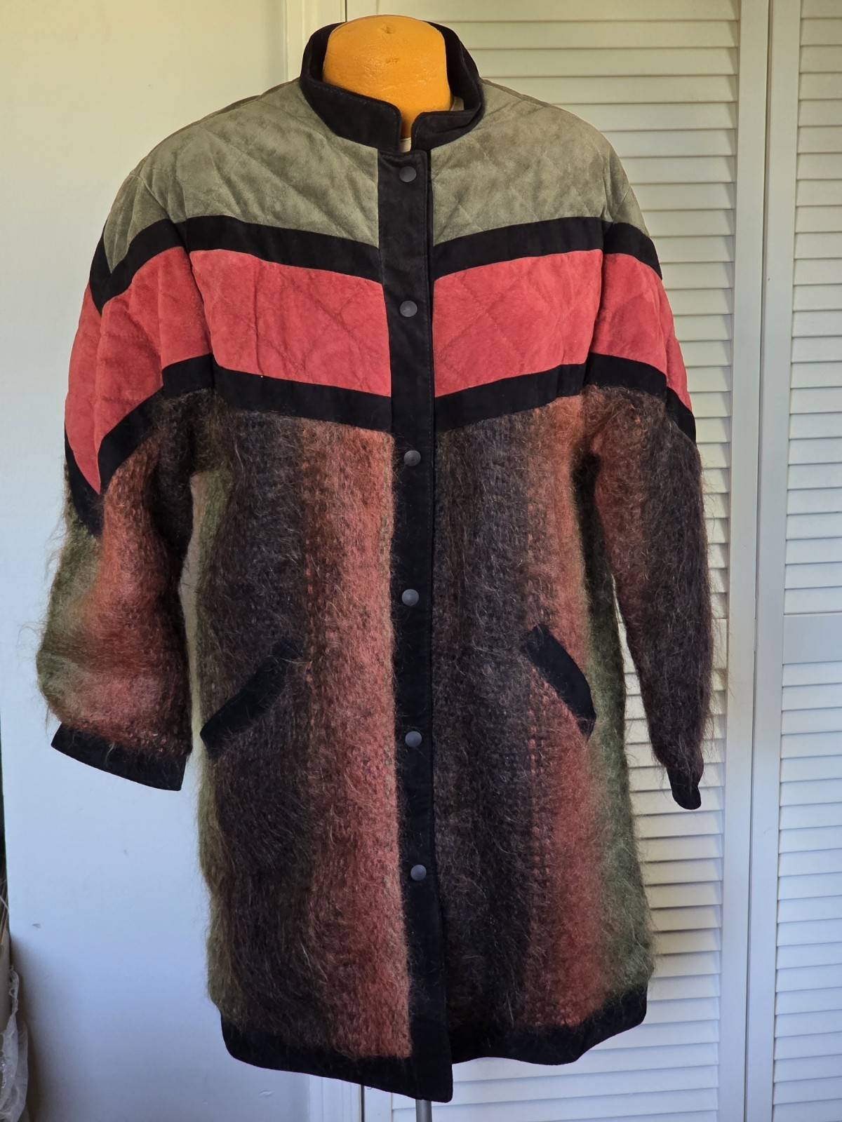Mohair Vintage Jinx Senior Toronto Canada Wool Patchwork Coat Jacket Size M