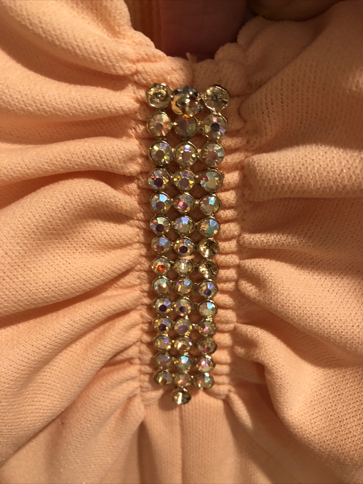 VTG Miss Rubette Long Peach Dress Rhinestone And Coat Sz 16