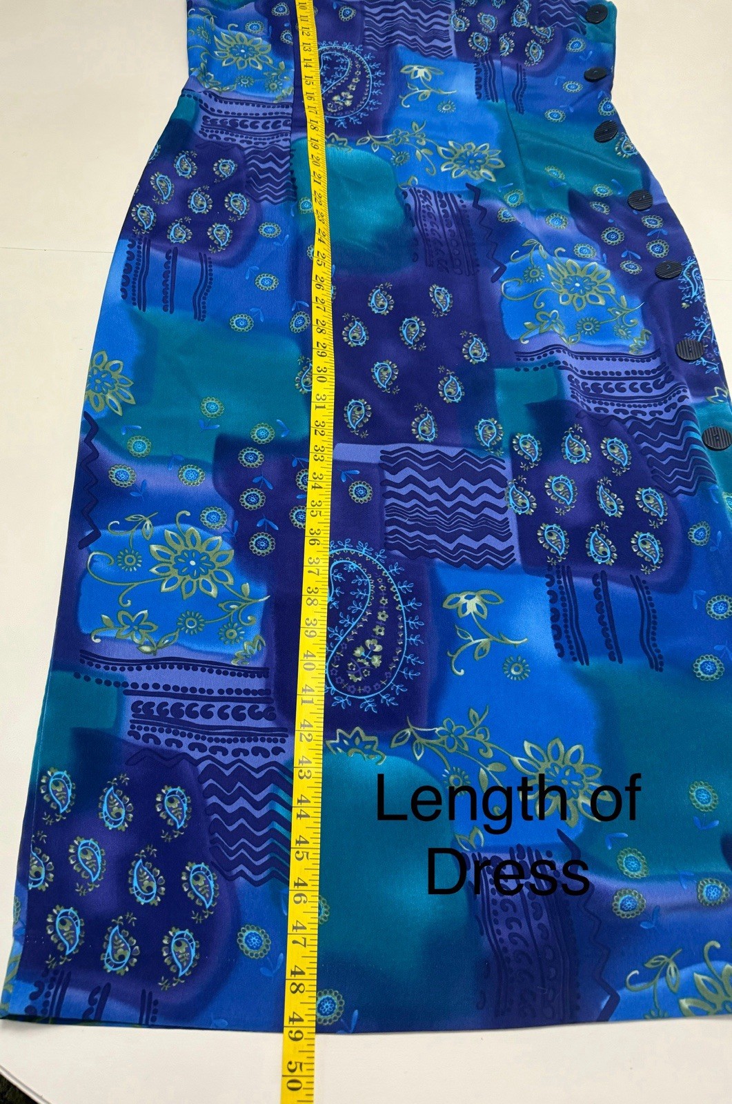 Vintage R&K Originals Maxi Dress Sz12 Blue Purple Turquoise Paisley&Floral Print