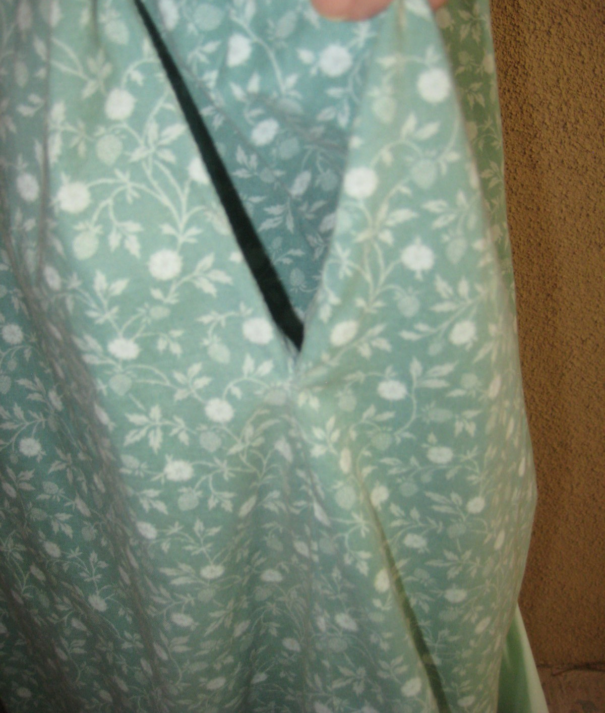 Vintage Hilda Hawaii sage floral ruffle hem puff sleeves muumuu long dress M