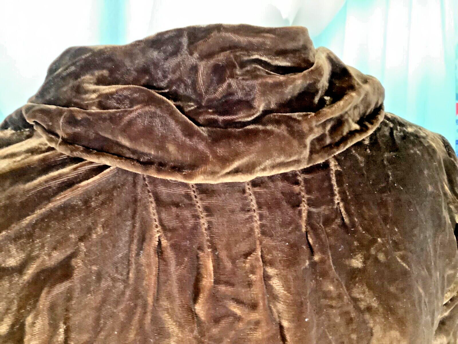 Art Deco vintage 30s draped 2 piece Dress peplum Top skirt Crushed velvet Brown