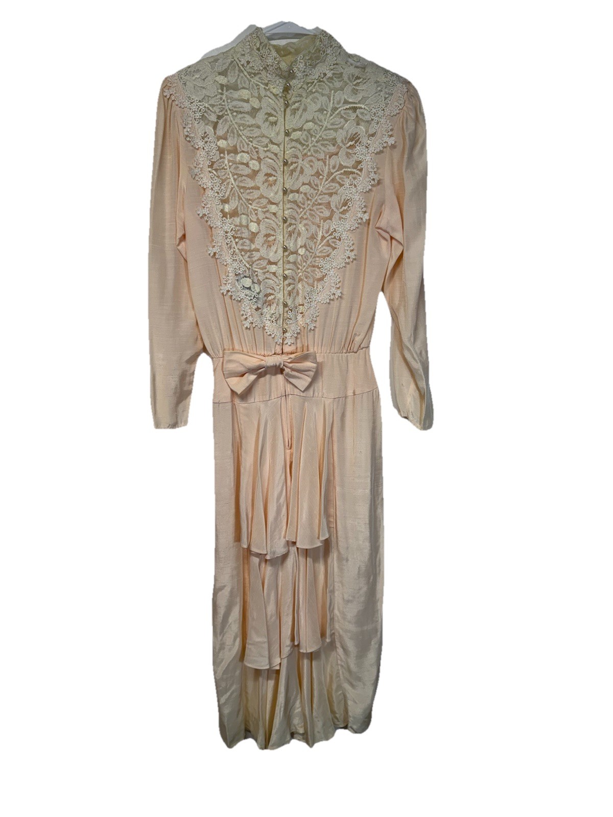 Miss Ashlee VTG Y2K Cottagecore Pink Lace Collar Tea Dress 70s Pearl Buttons