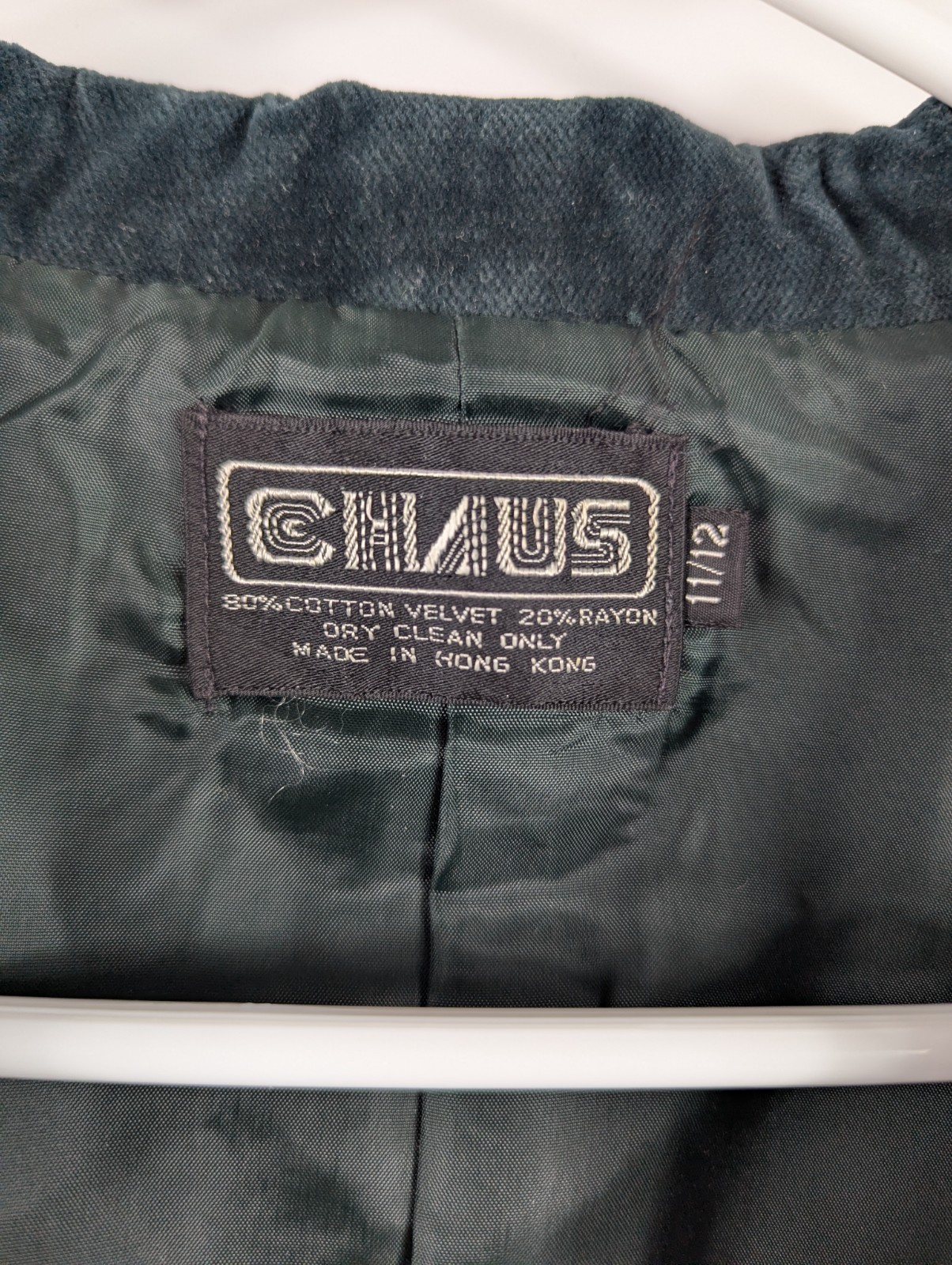 Vintage Chaus Velvet Blazer Womens 11/12 Green 1980s Career Jacket Chic Classy