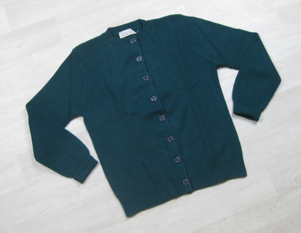Vintage 1960s Pandora Scotchkin Cardigan Sweater Women (M) Virgin Wool Mothproof