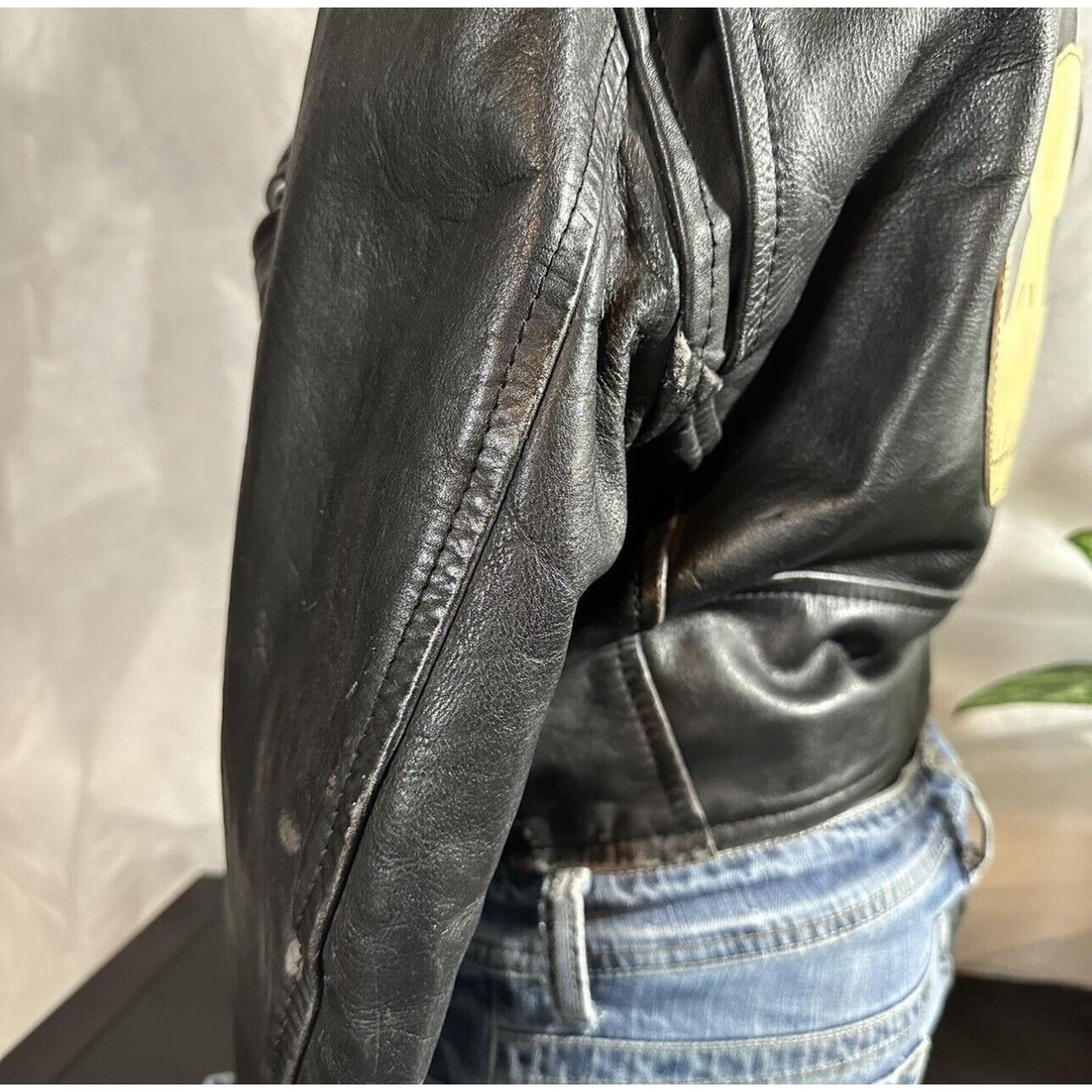 Vtg Nightmare Before Christmas Cropped Studded Leather Jacket Hand Painted Jack