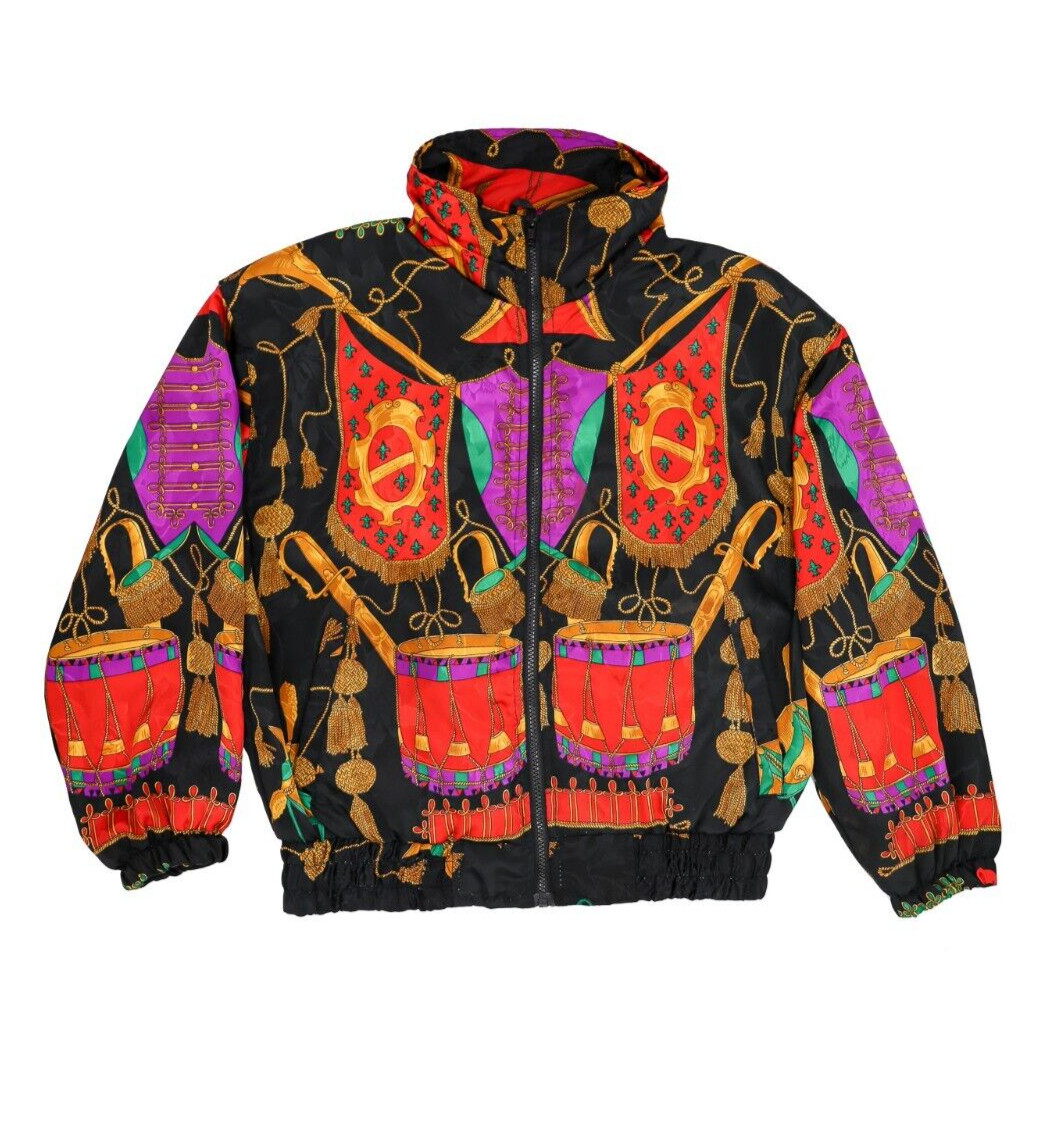 Vintage 80s Colorful Windbreaker Small Lightweight Stand Collar Zip Up Jacket