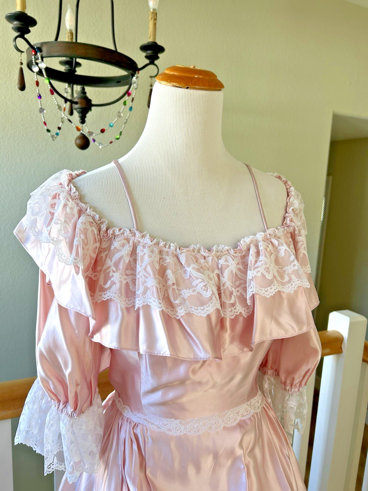 Vintage 1980s Alfred Angelo Dance Allure Southern Belle Gown Pink Off Shoulder