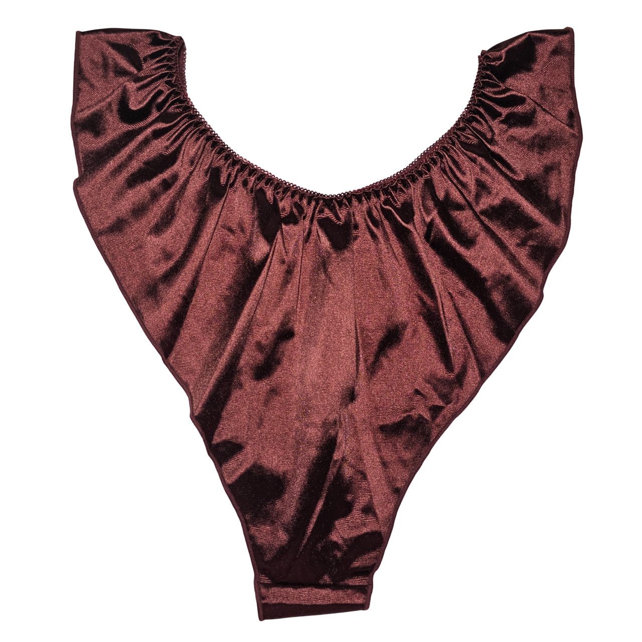 Sissy Glossy Satin Panty Tap Flutter Sleep Short Brown Brief Size 8-9 Hip 42-46″
