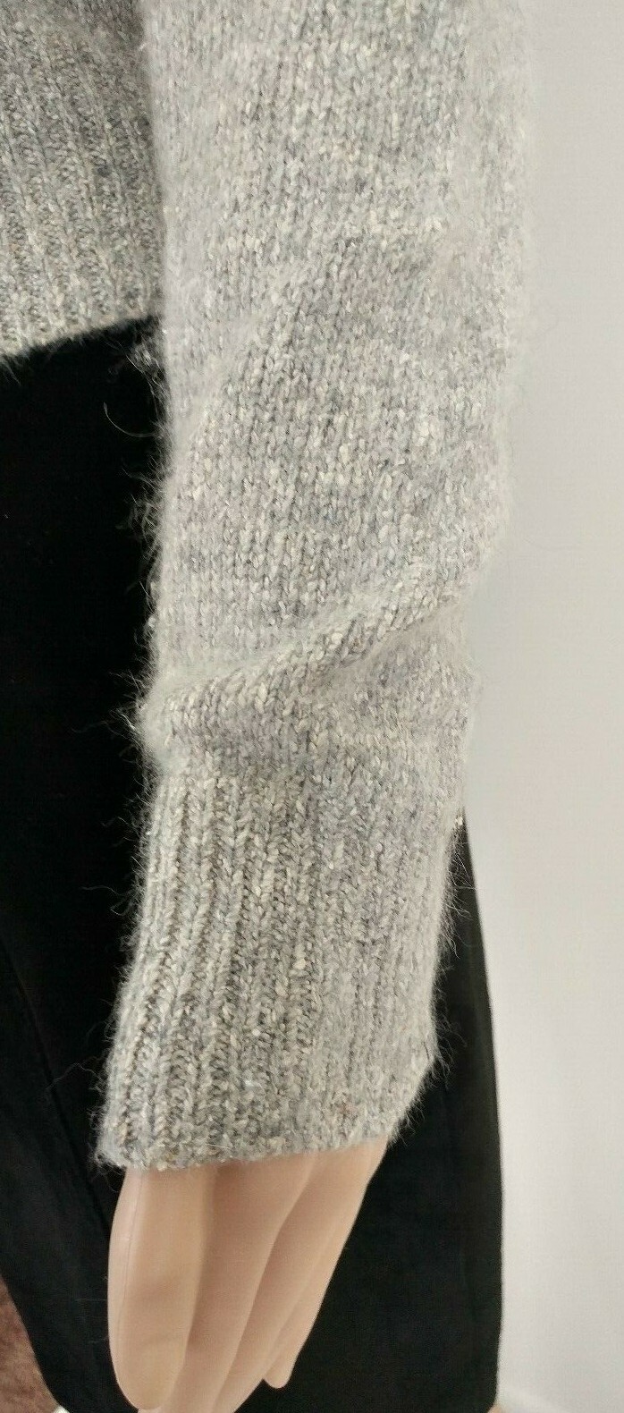 Vintage 1980s Women’s Pullover Sweater, Gray Silk Angora Blend, Size Small