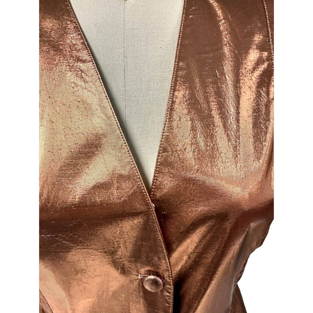 Vintage Trussardi Italy Metallic Copper Peplum Jacket 80s Power Style Sz 42