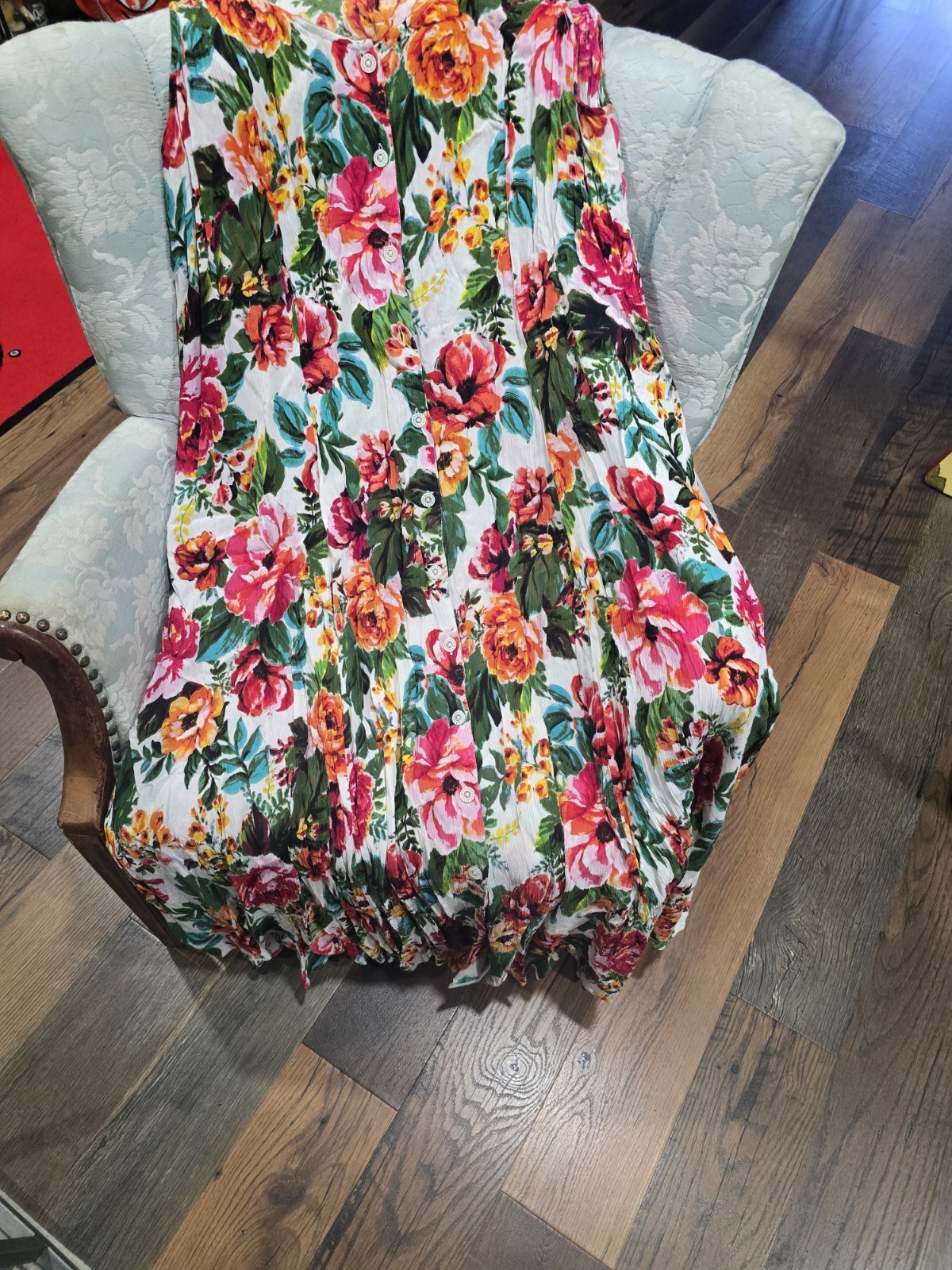 Vintage Denim 24/7 Floral Maxi Dress Boho Fairy Cottagecore Festival L EUC