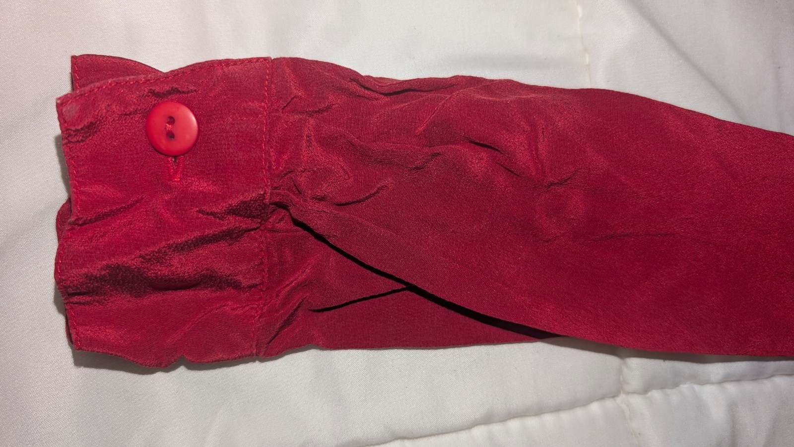 100% Silk Vintage Red Blouse Long Sleeve Top Spenser Jeremy 1980s