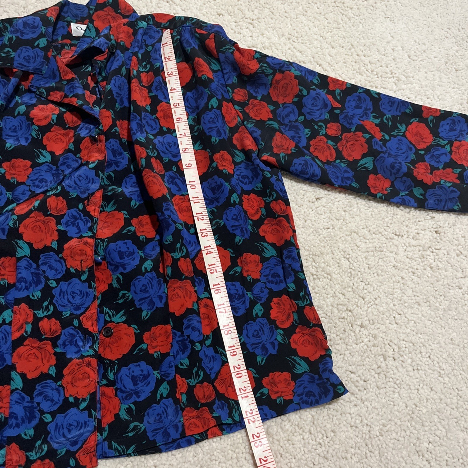 Vintage 80/90s Oscar De La Renta Expressions Floral Blouse Sz 10 Red,blue,black