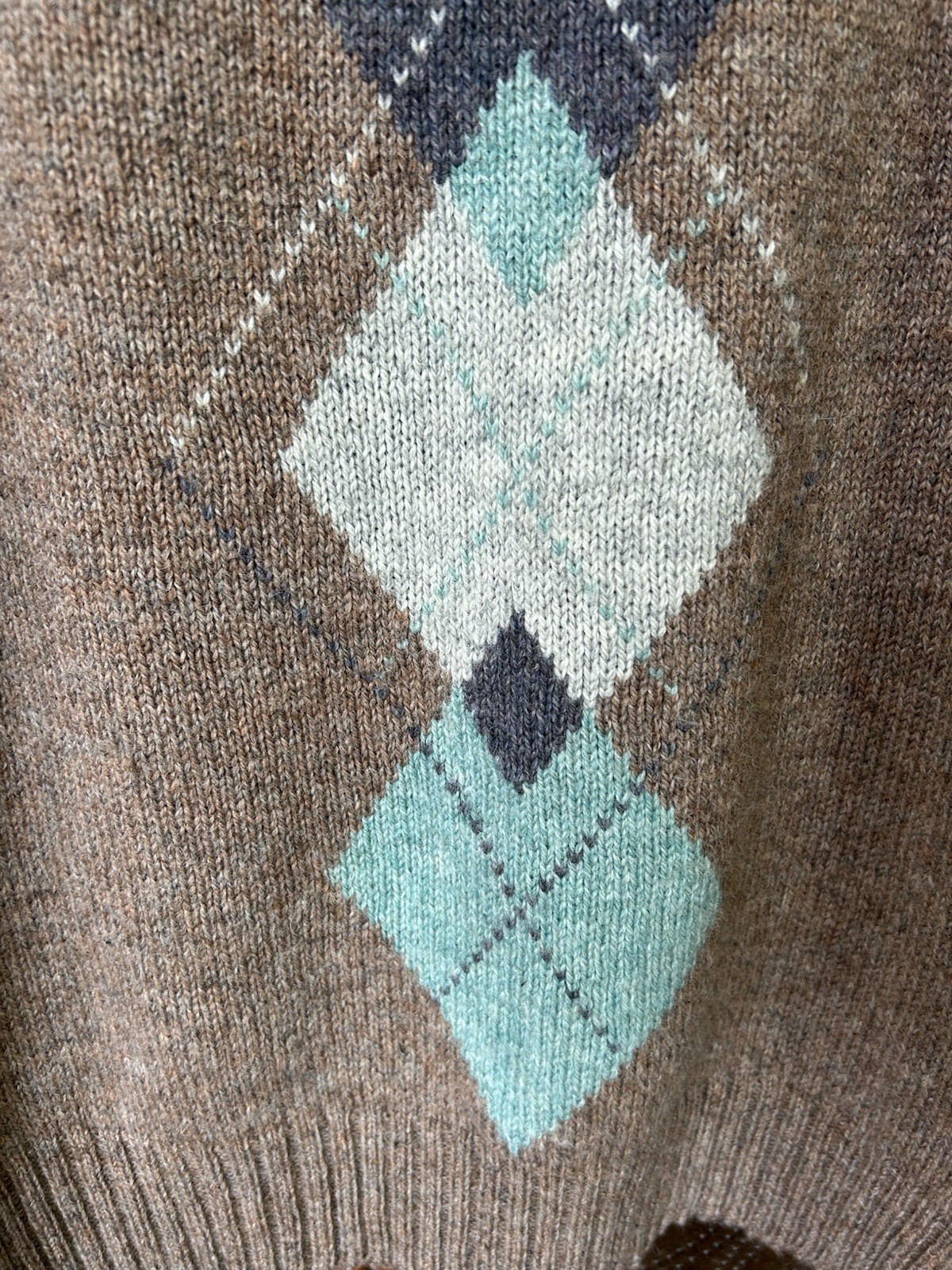 Vintage 80’s McGregor Wool Sweater Womens Argyle Sz. L Pullover Brown Diamond