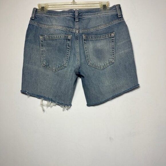 We the Free Blue Jean Boho Beach Raw Hem Cotton Shorts Sz 26