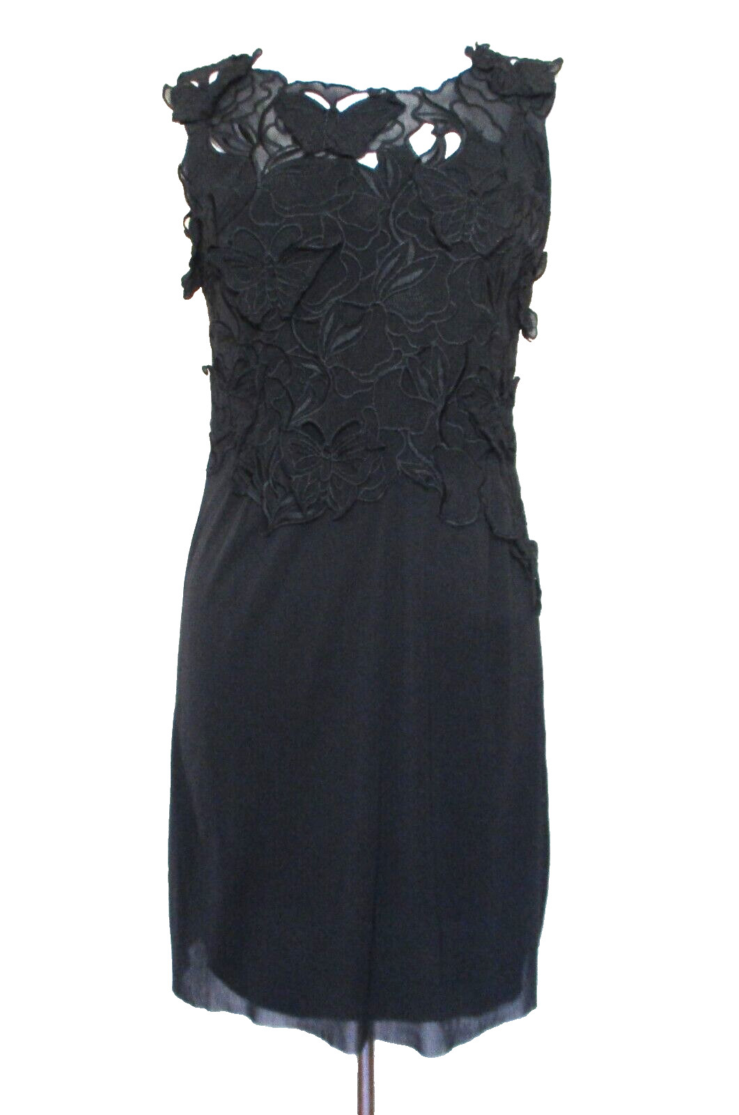 Vintage Vivienne Tam Black Mesh Dress S Women Embroidered Butterfly Appliques