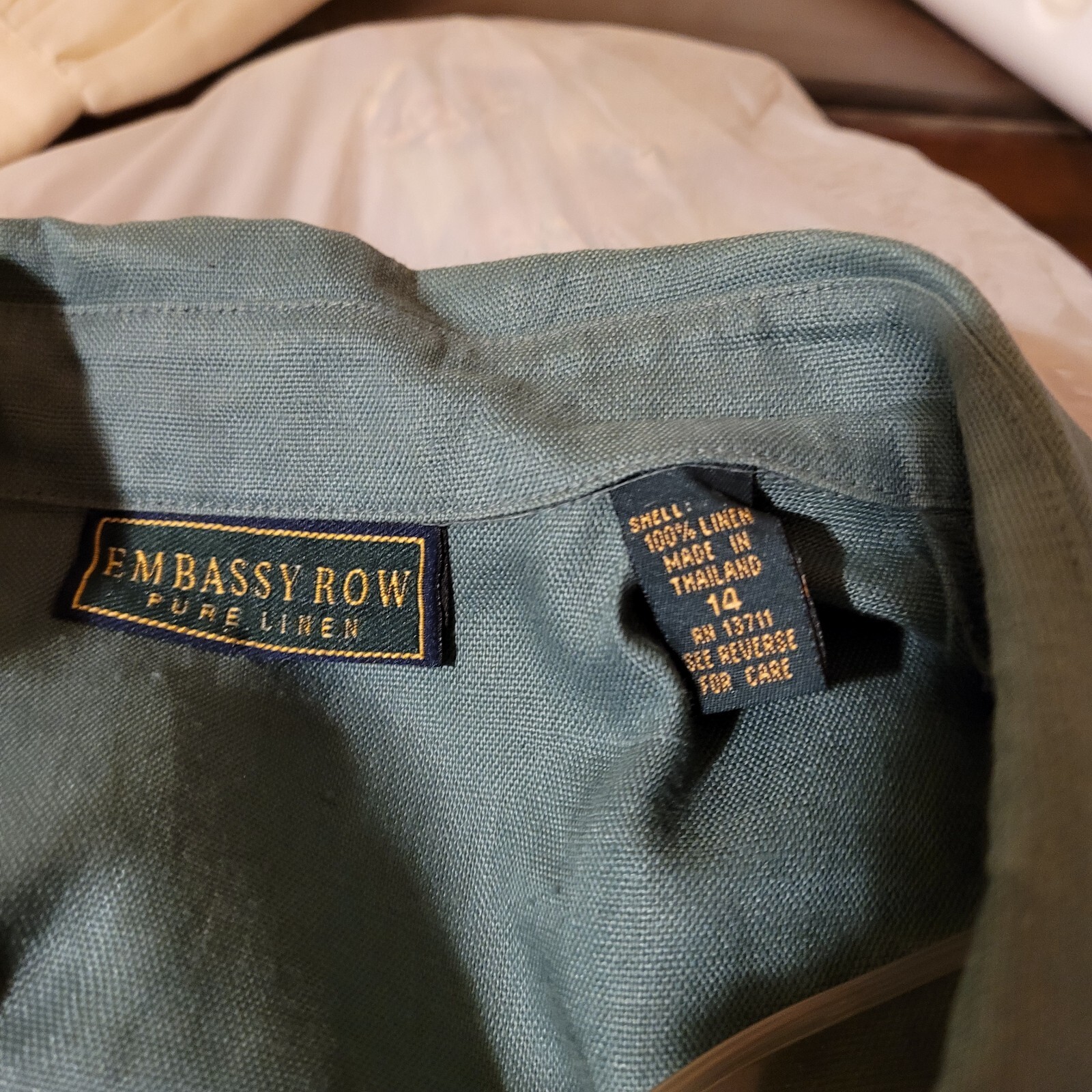 Vintage 90s Dress, Blue, 2pc Embassy Row Pure Linen, size 14