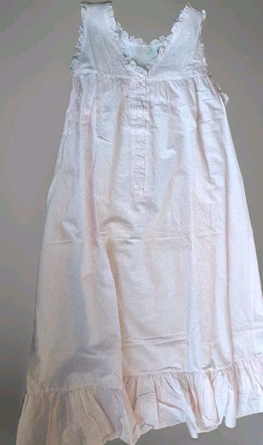 VTG 80s Claudia Barnes Intimate Long Cotton Night Gown Ruffle Hem Sz M, New Tags