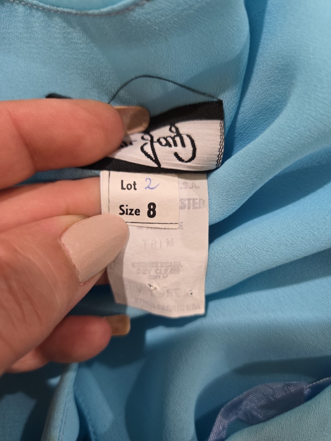 Vtg Mister Jay Semi Sheer Back & Front Blouson Floral Formal Dress Size 8 Blue