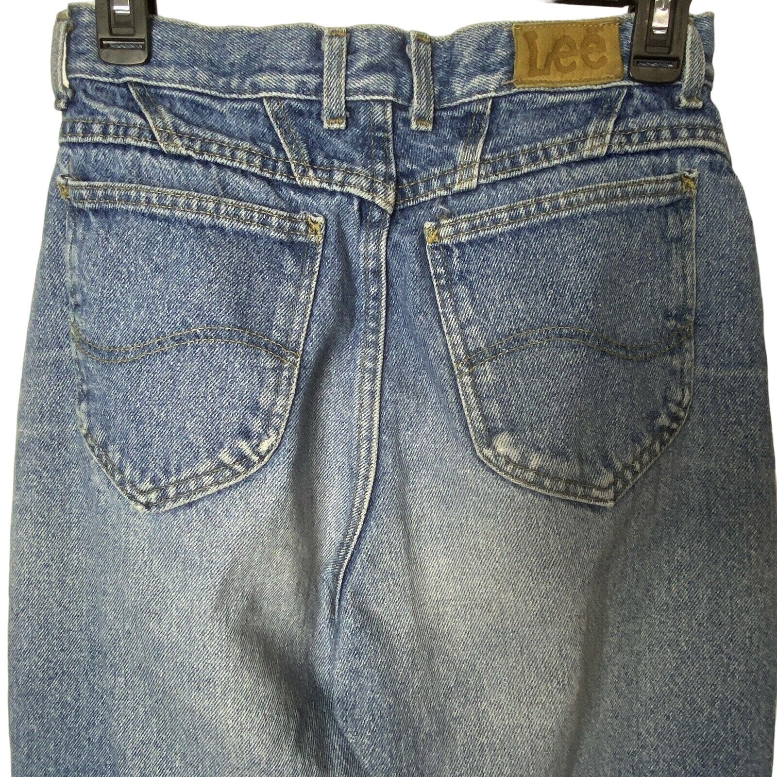 Vtg Lee Mom Jeans Womens 8 Long 100% Cotton High Rise Tapered Leg 27 x 32 USA