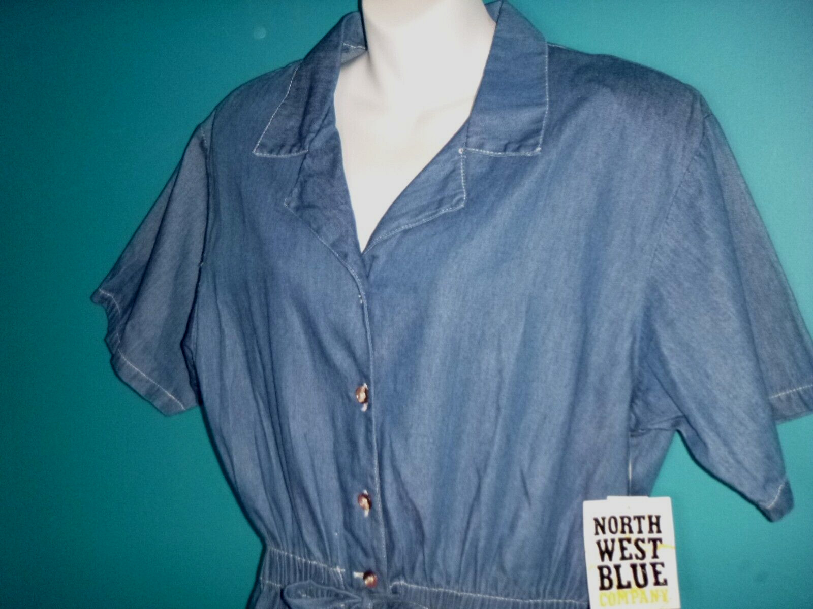 NOS Vtg 80s Northwest Blues Montgomery Wards Blue Denim SHorts Romper Sz M/L