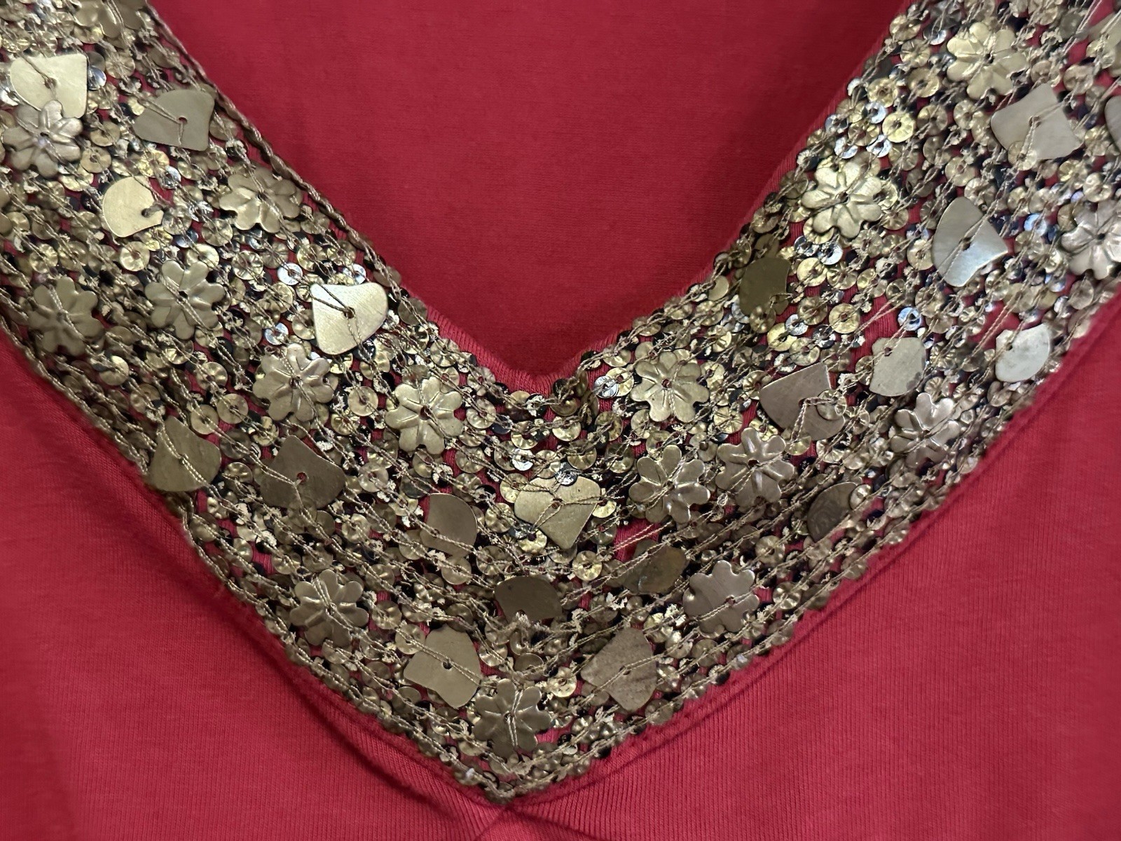 M/ Red With Gold Sequins/ Vintage Ideology Tank Top 90s