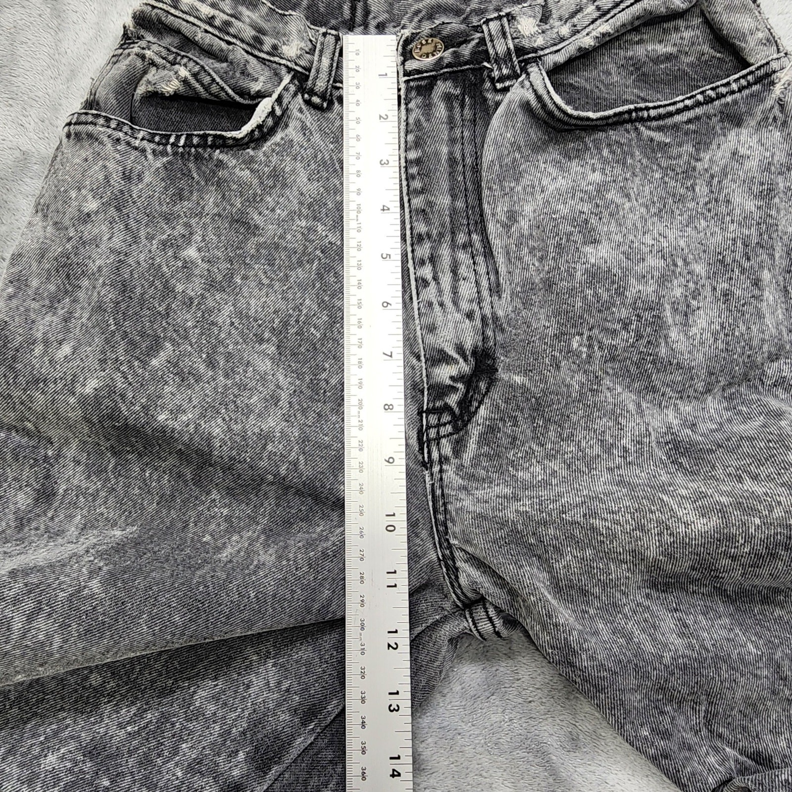 Vintage 80s Rose Denim Jeans Womens 9 Juniors Black Acid Wash High Rise Tapered