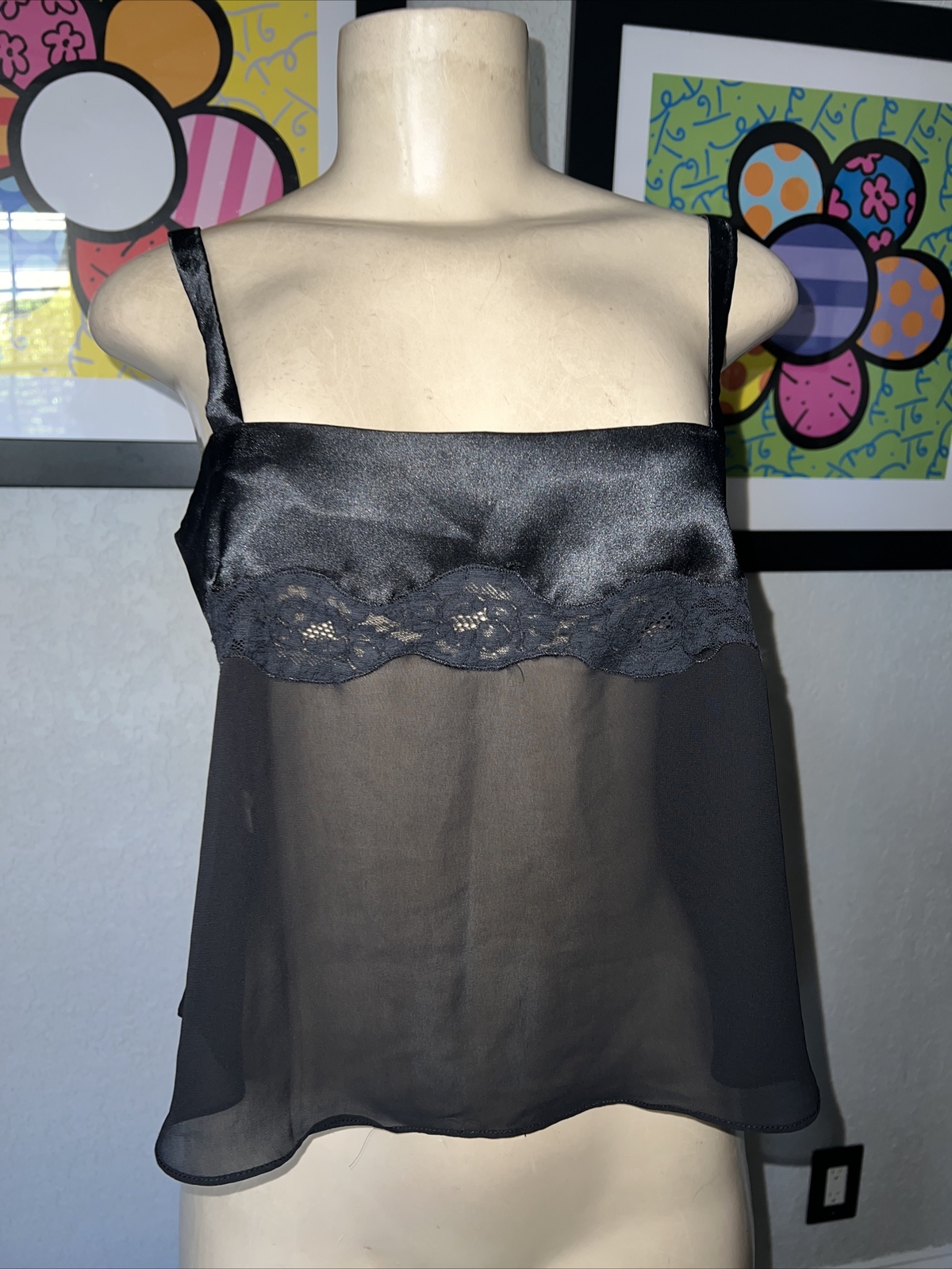 VTG DAMA DA NO MADE IN BRAZIL CAMISOLE TOP BLACK SZ M bgb