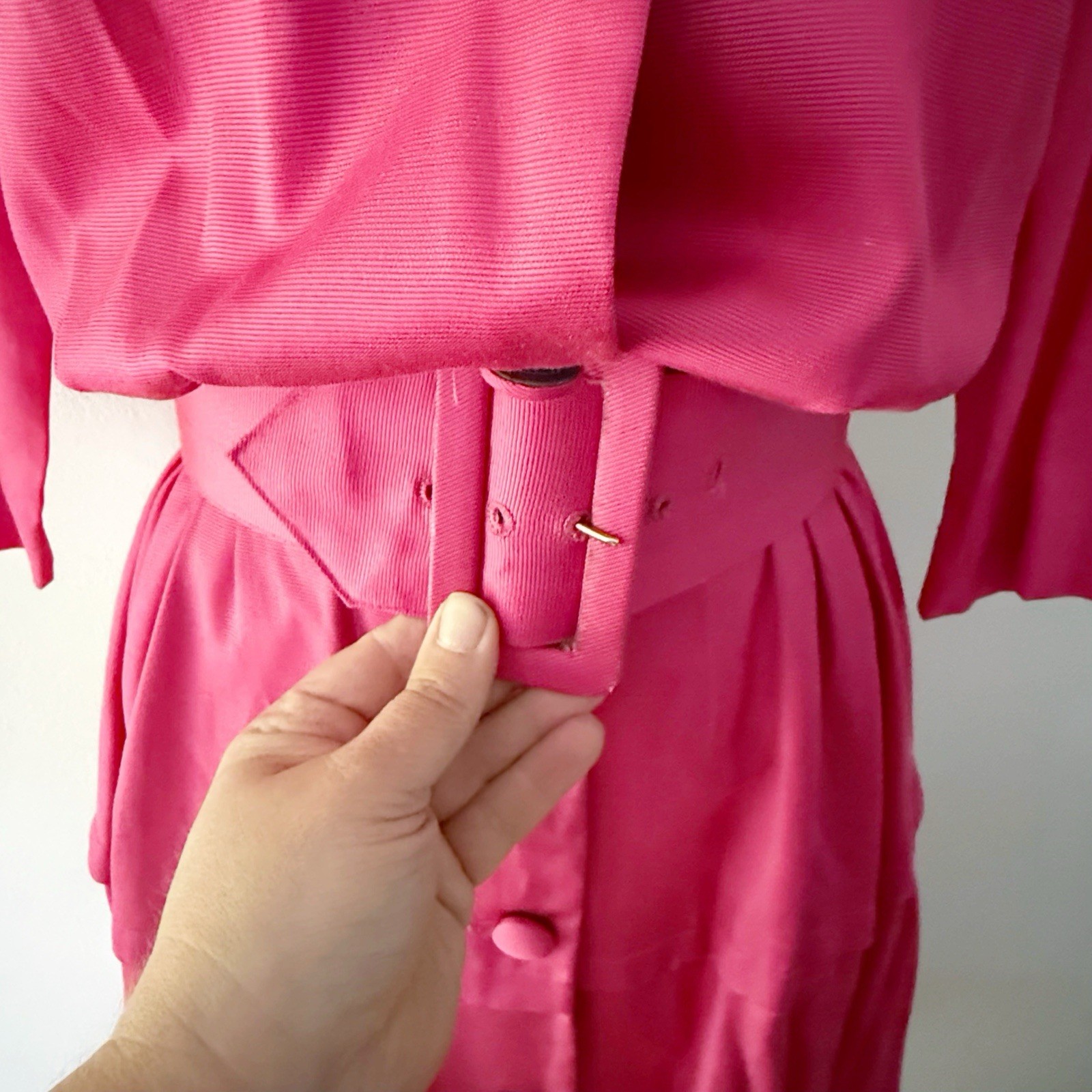 Vintage Women 60s 70s Belted Button Down Midi Shirt Dress Office Retro Classy